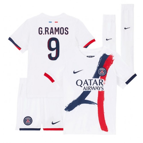 Fotballdrakt Barn Paris Saint-Germain Goncalo Ramos #9 Bortedraktsett 2024-25 Kortermet (+ Korte bukser)